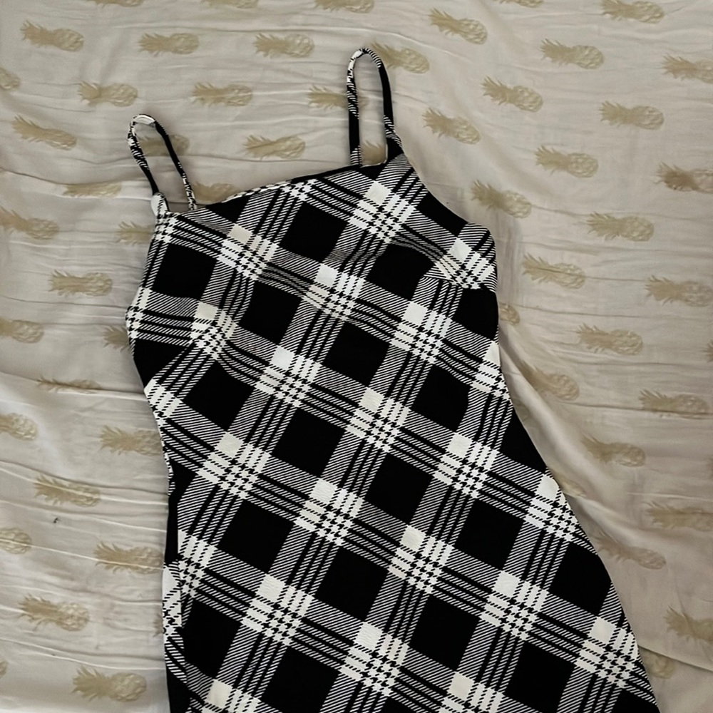 Plaid black and white dress!